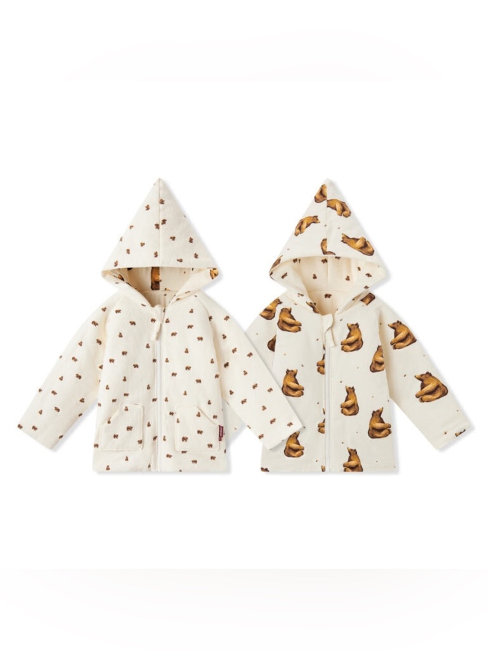 Milkbarn Cream Hoodie with Bear Print